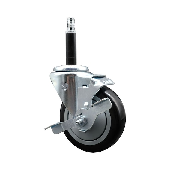 4'' Black Poly Swivel 3/4'' Expanding Stem Caster with Brake